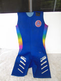 VINTAGE Aleeda Wetsuit Size Medium Blue / Rainbow 90s Neon Size 38 Sm-Med