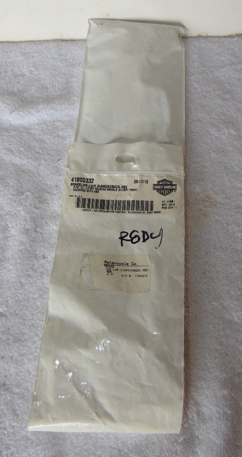 Harley Davidson Touring 15" ABS Lower Brake Lines Diamond Back OEM # 41800332